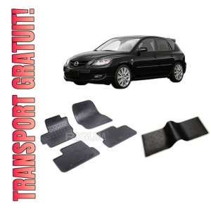 Set 5 covorase MAZDA 3 II din 05.2009-08.2013, cu covoras tunel median, CAROSERIE HATCHBACK, Presuri cauciuc 100%, compatibil cu autoturismul MAZDA 3 II, Rigum