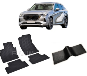 Set 5 covorase MAZDA CX -60 PHEV din 08.2022-PREZENT, cu covoras tunel median, CAROSERIE SUV, Presuri cauciuc 100%, compatibil cu autoturismul MAZDA CX -60 PHEV, Rigum - Img 2