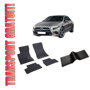 Set 5 covorase MERCEDES A-CLASS V177 PHEV din 08.2019-PREZENT, cu covoras tunel median, CAROSERIE SEDAN, Presuri cauciuc 100%, compatibil cu autoturismul MERCEDES A-CLASS V177 PHEV, Rigum