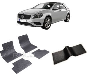 Set 5 covorase MERCEDES A-CLASS W176 din 09.2012-04.2018, cu covoras tunel median, CAROSERIE HATCHBACK, Presuri cauciuc 100%, compatibil cu autoturismul MERCEDES A-CLASS W176, Rigum - Img 2
