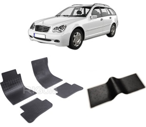 Set 5 covorase MERCEDES C-CLASS W203 din 2001-11.2007, cu covoras tunel median, CAROSERIE COMBI, Presuri cauciuc 100%, compatibil cu autoturismul MERCEDES C-CLASS W203, Rigum - Img 2