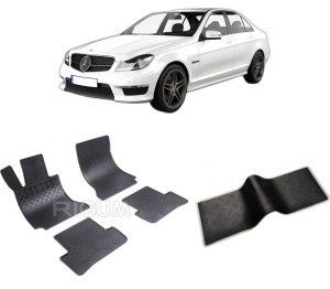 Set 5 covorase MERCEDES C-CLASS W204 din 04.2007-02.2014, cu covoras tunel median, CAROSERIE SEDAN, Presuri cauciuc 100%, compatibil cu autoturismul MERCEDES C-CLASS W204, Rigum - Img 2