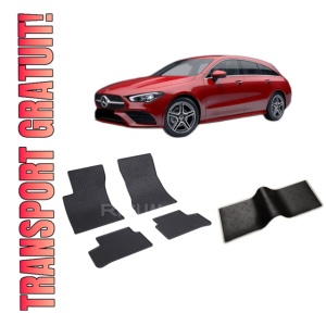 Set 5 covorase MERCEDES CLA SHOOTING BRAKE din 09.2019-PREZENT, cu covoras tunel median, CAROSERIE COMBI, Presuri cauciuc 100%, compatibil cu autoturismul MERCEDES CLA SHOOTING BRAKE, Rigum