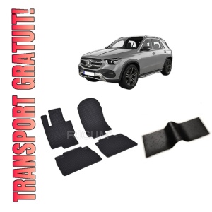 Set 5 covorase MERCEDES GLE II PHEV din 03.2020-PREZENT, cu covoras tunel median, CAROSERIE SUV W167, Presuri cauciuc 100%, compatibil cu autoturismul MERCEDES GLE II PHEV, Rigum