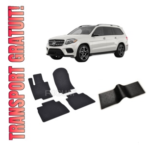 Set 5 covorase MERCEDES GLS II X167 din 2019-PREZENT, cu covoras tunel median, CAROSERIE SUV, Presuri cauciuc 100%, compatibil cu autoturismul MERCEDES GLS II X167, Rigum