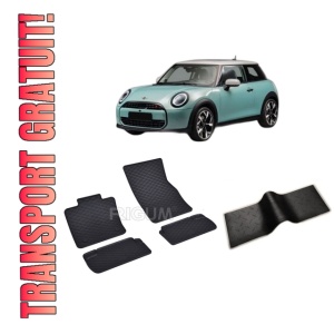 Set 5 covorase MINI COOPER IV F66 din 03.2024-PREZENT, cu covoras tunel median, CAROSERIE HATCHBACK, Presuri cauciuc 100%, compatibil cu autoturismul MINI COOPER IV F66, Rigum