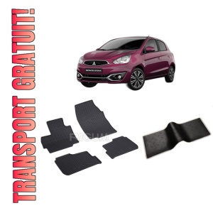Set 5 covorase MITSUBISHI SPACE STAR din 03.2013-2017, cu covoras tunel median, CAROSERIE HATCHBACK, Presuri cauciuc 100%, compatibil cu autoturismul MITSUBISHI SPACE STAR, Rigum