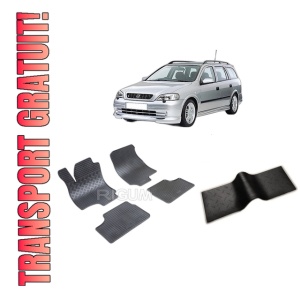 Set 5 covorase OPEL ASTRA G din 1998-2009, cu covoras tunel median, CAROSERIE COMBI, Presuri cauciuc 100%, compatibil cu autoturismul OPEL ASTRA G, Rigum