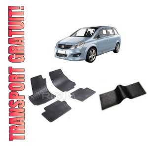 Set 5 covorase OPEL ZAFIRA B din 05.2005-2014, cu covoras tunel median, CAROSERIE VAN 5 LOCURI, Presuri cauciuc 100%, compatibil cu autoturismul OPEL ZAFIRA B, Rigum