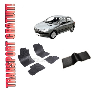 Set 5 covorase PEUGEOT 206 din 1998-2010, cu covoras tunel median, CAROSERIE HATCHBACK, Presuri cauciuc 100%, compatibil cu autoturismul PEUGEOT 206, Rigum