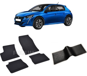 Set 5 covorase PEUGEOT 208 E- II din 01.2020-PREZENT, cu covoras tunel median, CAROSERIE HATCHBACK, Presuri cauciuc 100%, compatibil cu autoturismul PEUGEOT 208 E- II, Rigum - Img 2
