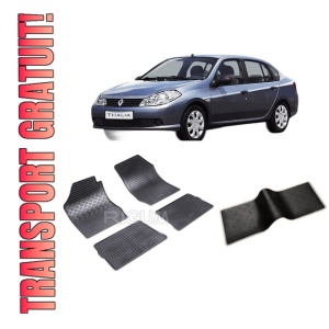 Set 5 covorase RENAULT THALIA din 2008-2012, cu covoras tunel median, CAROSERIE SEDAN, Presuri cauciuc 100%, compatibil cu autoturismul RENAULT THALIA, Rigum