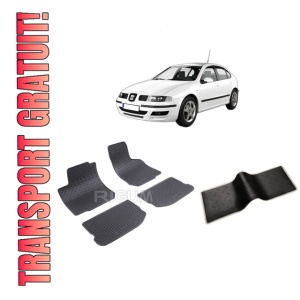 Set 5 covorase SEAT LEON I 1M din 1999-2005, cu covoras tunel median, CAROSERIE HATCHBACK, Presuri cauciuc 100%, compatibil cu autoturismul SEAT LEON I 1M, Rigum