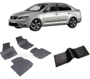 Set 5 covorase SEAT TOLEDO IV din 02.2013-05.2019, cu covoras tunel median, CAROSERIE HATCHBACK, Presuri cauciuc 100%, compatibil cu autoturismul SEAT TOLEDO IV, Rigum - Img 2
