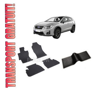 Set 5 covorase SUBARU XV II din 01.2018-PREZENT, cu covoras tunel median, CAROSERIE SUV, Presuri cauciuc 100%, compatibil cu autoturismul SUBARU XV II, Rigum