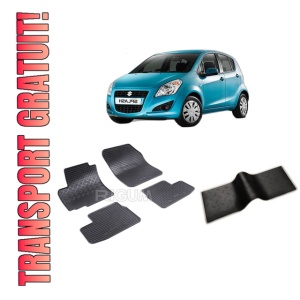 Set 5 covorase SUZUKI SPLASH din 01.2008-11.2014, cu covoras tunel median, CAROSERIE HATCHBACK, Presuri cauciuc 100%, compatibil cu autoturismul SUZUKI SPLASH, Rigum