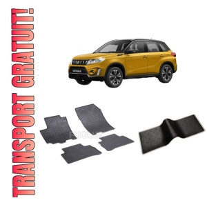 Set 5 covorase SUZUKI VITARA din 03.2015-03.2020, cu covoras tunel median, CAROSERIE SUV, Presuri cauciuc 100%, compatibil cu autoturismul SUZUKI VITARA, Rigum