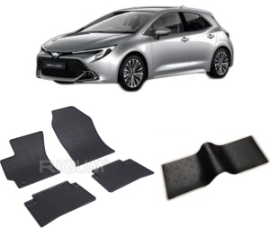 Set 5 covorase TOYOTA COROLLA HYBRID din 2019-PREZENT, cu covoras tunel median, CAROSERIE HATCHBACK, Presuri cauciuc 100%, compatibil cu autoturismul TOYOTA COROLLA HYBRID, Rigum - Img 2