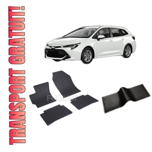 Set 5 covorase TOYOTA COROLLA XII E210 din 03.2019-PREZENT, cu covoras tunel median, CAROSERIE COMBI, Presuri cauciuc 100%, compatibil cu autoturismul TOYOTA COROLLA XII E210, Rigum