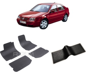 Set 5 covorase VOLKSWAGEN BORA I din 1998-2005, cu covoras tunel median, CAROSERIE SEDAN, Presuri cauciuc 100%, compatibil cu autoturismul VOLKSWAGEN BORA I, Rigum - Img 2