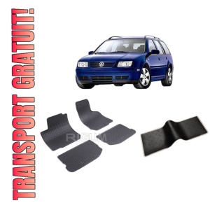 Set 5 covorase VOLKSWAGEN BORA I din 1998-2005, cu covoras tunel median, CAROSERIE COMBI, Presuri cauciuc 100%, compatibil cu autoturismul VOLKSWAGEN BORA I, Rigum