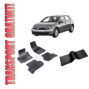 Set 5 covorase VOLKSWAGEN GOLF 6 5K PLUS din 04.2009-2014, cu covoras tunel median, CAROSERIE HATCHBACK, Presuri cauciuc 100%, compatibil cu autoturismul VOLKSWAGEN GOLF 6 5K PLUS, Rigum
