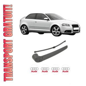 Set brat stergator spate cu lamela pentru AUDI A3 (8P1) din 2003-2012, pentru spate, din cauciuc siliconat rezistent, 4 stickere auto AUDI