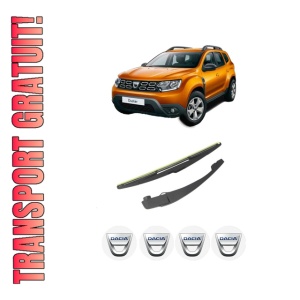 Set brat stergator spate cu lamela pentru DACIA DUSTER SUV Van din 2011-2018, pentru spate, din cauciuc siliconat rezistent, 4 stickere auto DACIA