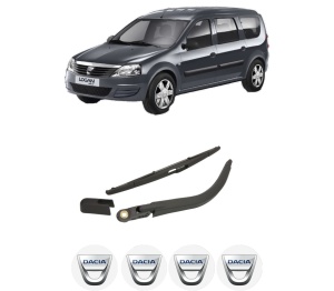 Set brat stergator spate cu lamela pentru DACIA LOGAN MCV (KS_) din 2007-2013, pentru spate, din cauciuc siliconat rezistent, 4 stickere auto DACIA v2262