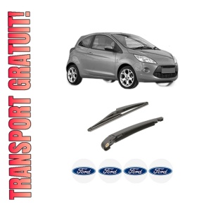 Set brat stergator spate cu lamela pentru FORD KA (RU8) din 2008-2016, pentru spate, din cauciuc siliconat rezistent, 4 stickere auto FORD
