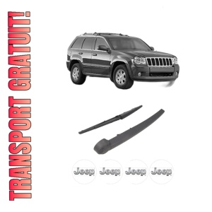 Set brat stergator spate cu lamela pentru JEEP GRAND CHEROKEE III (WH, WK) din 2004-2010, pentru spate, din cauciuc siliconat rezistent, 4 stickere auto JEEP