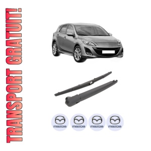 Set brat stergator spate cu lamela pentru MAZDA 3 (BL) din 2008-2014, pentru spate, din cauciuc siliconat rezistent, 4 stickere auto MAZDA
