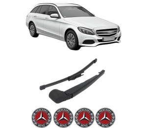 Set brat stergator spate cu lamela pentru MERCEDES-BENZ C-CLASS T-Model (S205) din 2014-2021, pentru spate, din cauciuc siliconat rezistent, 4 stickere auto MERCEDES-BENZ v1456