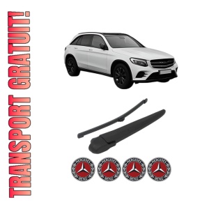 Set brat stergator spate cu lamela pentru MERCEDES-BENZ GLC (X253) din 2019-2022, pentru spate, din cauciuc siliconat rezistent, 4 stickere auto MERCEDES-BENZ