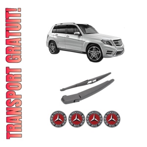 Set brat stergator spate cu lamela pentru MERCEDES-BENZ GLK-CLASS (X204) din 2008-2015, pentru spate, din cauciuc siliconat rezistent, 4 stickere auto MERCEDES-BENZ