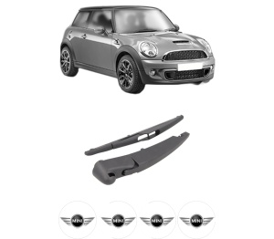 Set brat stergator spate cu lamela pentru MINI MINI (R56) din 2006-2013, pentru spate, din cauciuc siliconat rezistent, 4 stickere auto MINI v1336