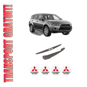 Set brat stergator spate cu lamela pentru MITSUBISHI OUTLANDER III (GG_W, GF_W, ZJ, ZL, ZK) din 2012-2022, pentru spate, din cauciuc siliconat rezistent, 4 stickere auto MITSUBISHI