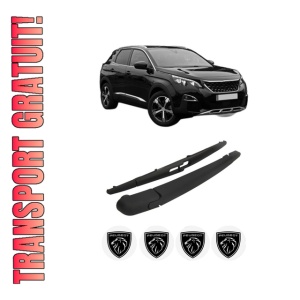 Set brat stergator spate cu lamela pentru PEUGEOT 3008 II SUV (MC_, MR_, MJ_, M4_) din 2016-2020, pentru spate, din cauciuc siliconat rezistent, 4 stickere auto PEUGEOT