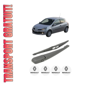 Set brat stergator spate cu lamela pentru RENAULT CLIO III (BR0/1, CR0/1) din 2005-2014, pentru spate, din cauciuc siliconat rezistent, 4 stickere auto RENAULT