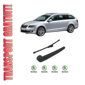 Set brat stergator spate cu lamela pentru SKODA Octavia III Combi (5E5, 5E6) din 2012-2020, pentru spate, din cauciuc siliconat rezistent, 4 stickere auto SKODA