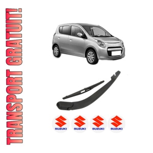 Set brat stergator spate cu lamela pentru SUZUKI ALTO VII (GF, HA25_, HA35_) din 2009-2012, pentru spate, din cauciuc siliconat rezistent, 4 stickere auto SUZUKI