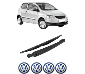 Set brat stergator spate cu lamela pentru Volkswagen FOX Hatchback (5Z1, 5Z3, 5Z4) din 2005-2011, pentru spate, din cauciuc siliconat rezistent, 4 stickere auto Volkswagen v186