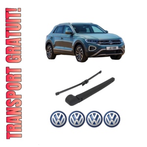 Set brat stergator spate cu lamela pentru Volkswagen T-ROC (A11, D11) din 2017, pentru spate, din cauciuc siliconat rezistent, 4 stickere auto Volkswagen
