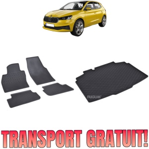 Set Covorase Auto Si Tavita Portbagaj SKODA FABIA IV din 09.2021 - 2026, caroserie hatchback, PORTBAGAJ INFERIOR, FARA PODEA REGLABILA PE INALTIME