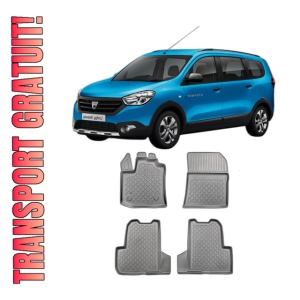 Set covorase DACIA LODGY, din 07.2012 - 10.2022, covorase tavita, caroserie COMBI 5-7 LOCURI, fara rand 3, compatibile cu autoturismul DACIA LODGY, ARISTAR
