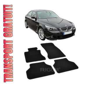 Set covorase mocheta BMW Seria 5 E60 sedan / E61 Touring, 2003-2010 Rigum Cehia, din mocheta, compatibile cu autoturismul BMW Seria 5 E60 sedan / E61 Touring