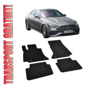 Set covorase mocheta Mercedes Clasa C W206 2021-prezent, din mocheta, compatibile cu autoturismul Mercedes Clasa C W206