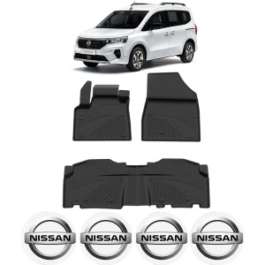 Set covorase Nissan Townstar din 2022, covorase presuri tavita auto, cu tunel median intermediar din cauciuc thermoplastic, 4 Stickere auto cu Nissan - Img 2