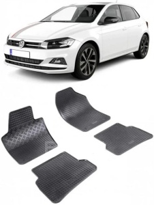 Set covorase Volkswagen Polo VI Hatchback 10.2017 - prezent si 4 stickere rotunde Volkswagen accesorii pentru autoturismul tau - masina v4260