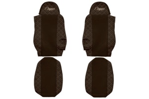Set Huse Scaune Camion Tir DAF CF 85 din 2001-2020, Auto, Model ELEGANCE Q, Culoare Maro, 4x Stickere auto cu DAF - Img 2